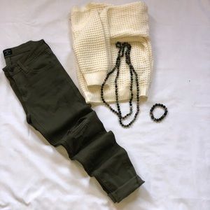 Green Distressed Jeggings